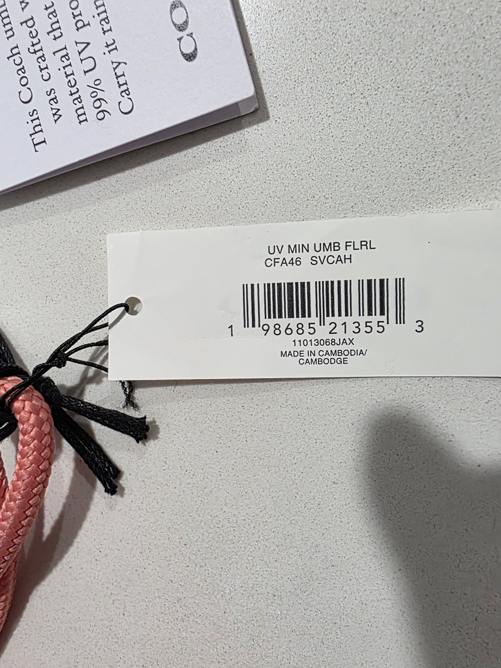 Coach Floral Print Pink Umbrella - New With Tags - Picture 4 of 6